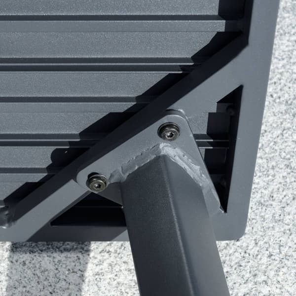 Hagemøbelsett for 4 personer, sofa med lenestol og sidebord, polyrattan & aluminium, grå, værbestandig & moderne |