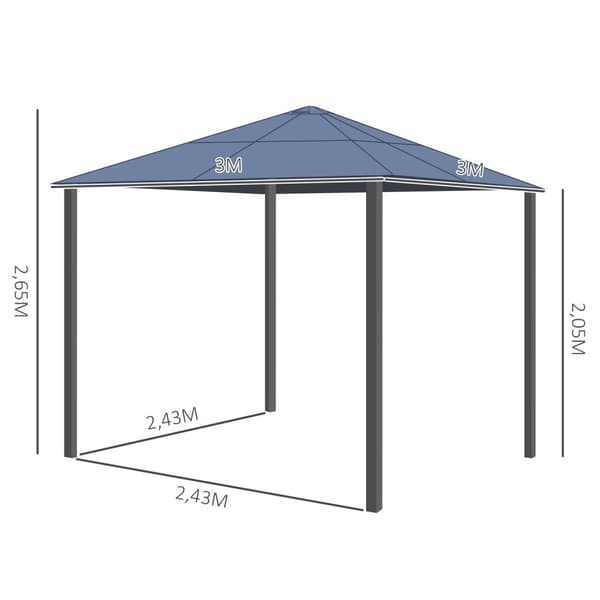 Luksus paviljong hage paviljong aluminium partytelt hagetelt med gjennomskinnelig PC tak brun + beige 300 x 360 x 265 cm |