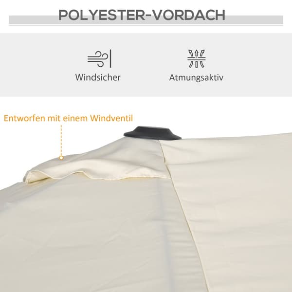 Parasoll, 150 x 295 cm hageparaply, dobbel parasoll med justerbar tiltvinkel, markedsparaply for uteplass, polyester, krem |