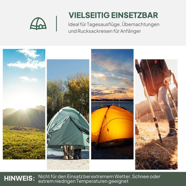 Kuppeltelt til 2 personer, letvægts, stabilt, vandtæt familietelt med dør- og vinduespakkepose, kroge, campingtelt med 2000 mm vandsøjletelt til campi