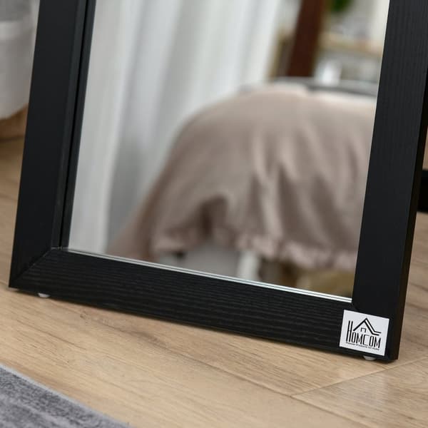 Full lengde speil, 154 x 37 cm Veggspeil med stativ, stående speil for stue, soverom, svart |