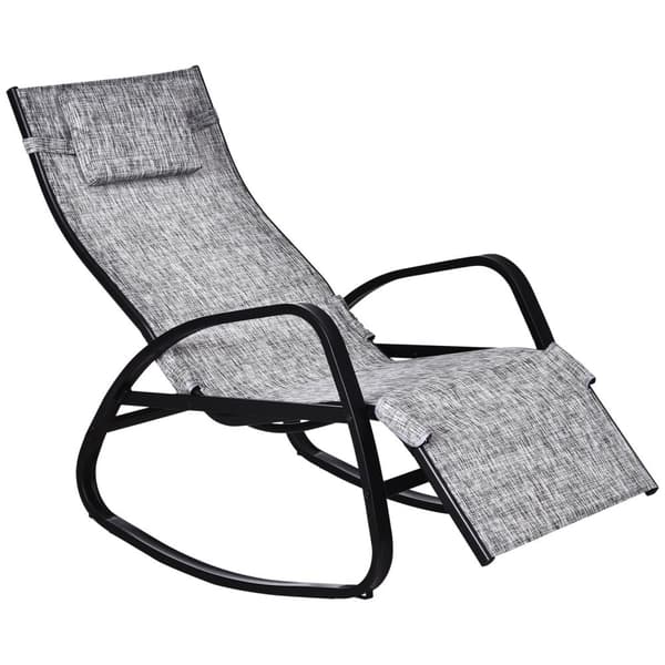 Gyngestol Justerbar ryglæn Fodstøtte Gyngestol med pude Haveseng Tekstlinje Grå 64 x 69 x 108 cm til Patio & Balkon |
