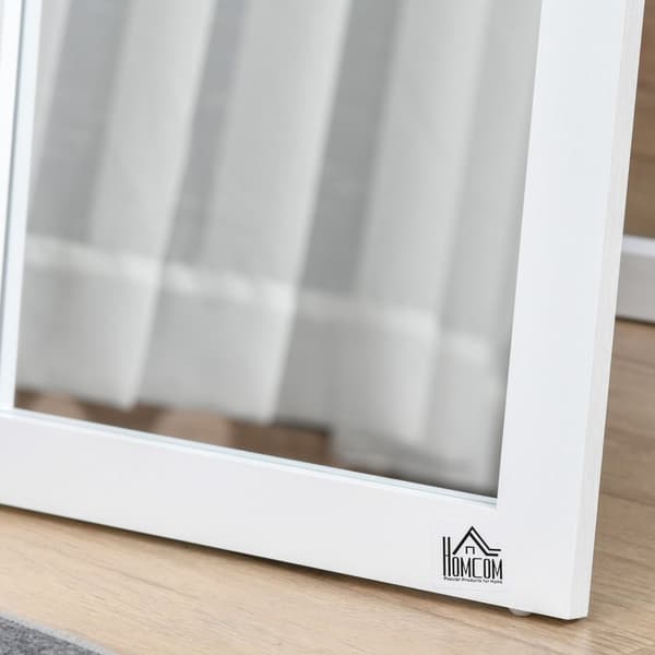 Full lengde speil, 154 x 37 cm Veggspeil med stativ, stående speil for stue, soverom, hvit |