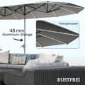 Miniatyrbilde 7 av 10: Dobbel Parasoll med Solar LED-lys 451 x 267 cm Aluminium UV 50+ Parasoll med Håndsveiv Balkong Paraply Vindtett Market Paraply Solbeskyttelse for Stra