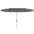 Miniatyrbilde 1 av 10: Dobbel Parasoll med Solar LED-lys 451 x 267 cm Aluminium UV 50+ Parasoll med Håndsveiv Balkong Paraply Vindtett Market Paraply Solbeskyttelse for Stra