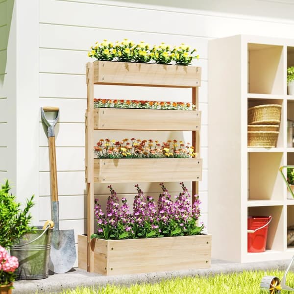 Træhøjbed, 4 plan plantebed med drænhuller, kold ramme, havebed, plantekasse, 88,5 x 45 x 140 cm, grøntsagsbed til haven, altan, potte til blomster, p