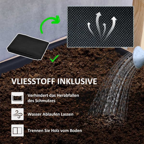 Træhøjbed, 4 plan plantebed med drænhuller, kold ramme, havebed, plantekasse, 88,5 x 45 x 140 cm, grøntsagsbed til haven, altan, potte til blomster, p