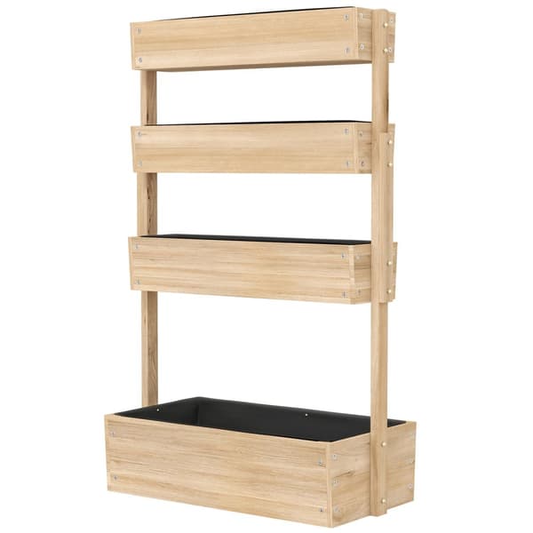 Træhøjbed, 4 plan plantebed med drænhuller, kold ramme, havebed, plantekasse, 88,5 x 45 x 140 cm, grøntsagsbed til haven, altan, potte til blomster, p
