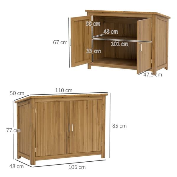 Hageskap i tre, redskapsbod værbestandig 110x50x85cm, redskapsbod med dør, luketak, hyller, redskapsskap, hagebod redskapsskap hagebod for hageterrass