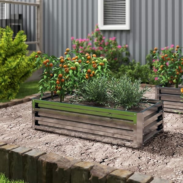 Høybed av stål, værbestandig plantebed, kald ramme, hagebed, blomsterkasse, rustsikker, plantekasse, plantepotte, 120 x 60 x 30,5 cm til hage, balkong