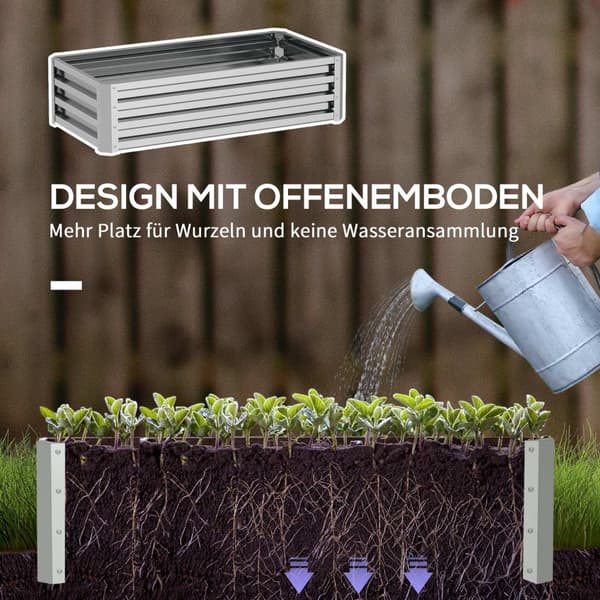 Høybed av stål, værbestandig plantebed, kald ramme, hagebed, blomsterkasse, rustsikker, plantekasse, plantepotte, 120 x 60 x 30,5 cm til hage, balkong