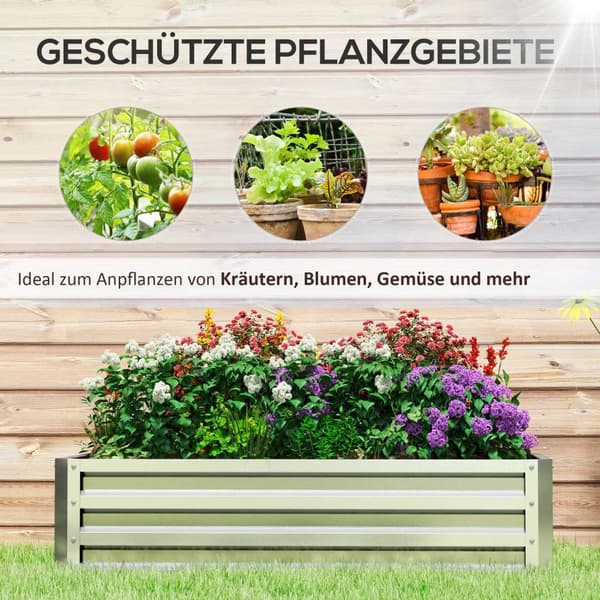 Høybed av stål, værbestandig plantebed, kald ramme, hagebed, blomsterkasse, rustsikker, plantekasse, plantepotte, 120 x 60 x 30,5 cm til hage, balkong