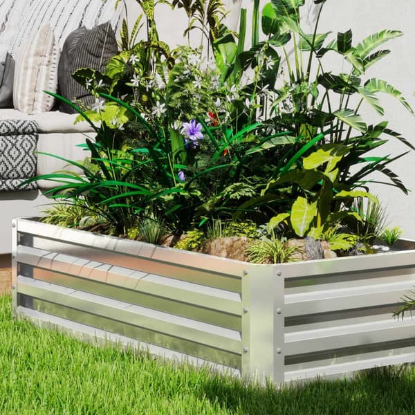 Høybed av stål, værbestandig plantebed, kald ramme, hagebed, blomsterkasse, rustsikker, plantekasse, plantepotte, 120 x 60 x 30,5 cm til hage, balkong