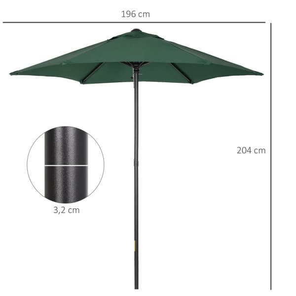 Parasoll Ø196 cm, parasoll med hopfällbar funktion, sexkantigt balkongparasoll, parasoll, vindtätt, stabilt marknadsparaply, vevparasoll, solskydd för