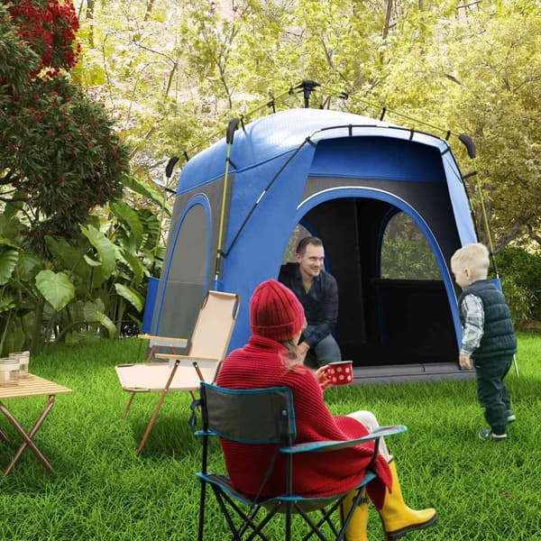 Kuputeltta 4 hengelle, kevyt, vakaa, vedenpitävä, UV 50+, pop-up retkeilyteltta koukulla, ovi, ikkuna, pohjalevy, perheteltta 1000 mm vesipatsaalla, t