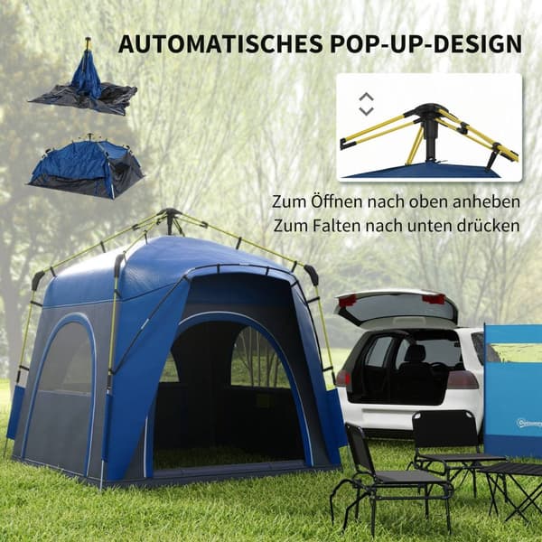 Kuputeltta 4 hengelle, kevyt, vakaa, vedenpitävä, UV 50+, pop-up retkeilyteltta koukulla, ovi, ikkuna, pohjalevy, perheteltta 1000 mm vesipatsaalla, t
