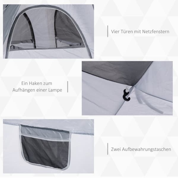 Kuppeltelt for 4 personer, lett, stabilt, vanntett, UV 50+, pop-up campingtelt med krok, dør, vindu, grunnseil, familietelt med 1000 mm vannsøyle, tel