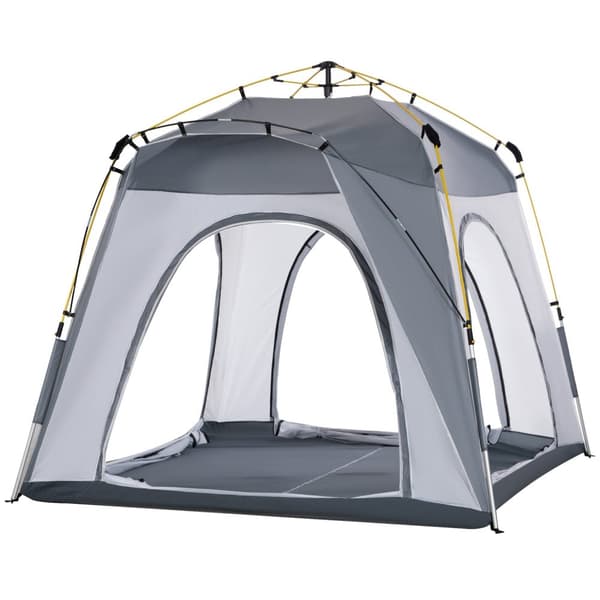 Kuppeltelt for 4 personer, lett, stabilt, vanntett, UV 50+, pop-up campingtelt med krok, dør, vindu, grunnseil, familietelt med 1000 mm vannsøyle, tel