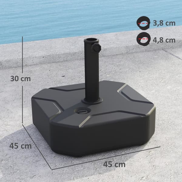 Parasollstativ kan fylles opp til 25 kg, paraplystativ, firkantet paraplyholder, paraplyvekt, stativ for parasoll 38/48 mm rørdiameter, for balkong, t