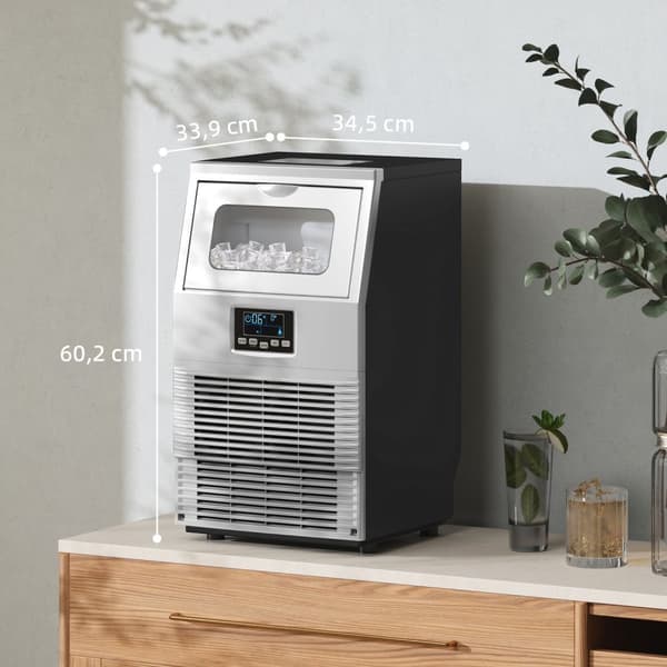 Kommerciel ismaskine 30 kg/24H ismaskine med digital kontrol, isske, selvrensende ismaskine lavet af rustfrit stål til kontor, restaurant, bar, café |