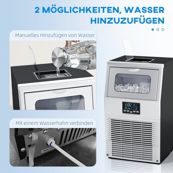 Kommerciel ismaskine 30 kg/24H ismaskine med digital kontrol, isske, selvrensende ismaskine lavet af rustfrit stål til kontor, restaurant, bar, café |