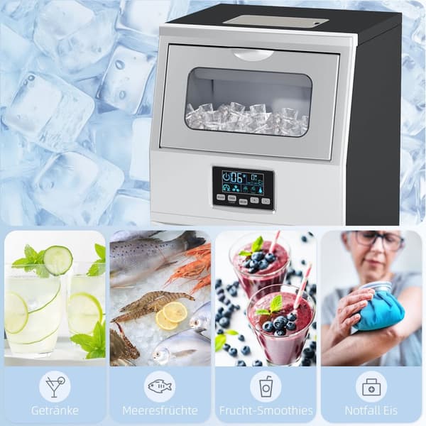 Kommerciel ismaskine 30 kg/24H ismaskine med digital kontrol, isske, selvrensende ismaskine lavet af rustfrit stål til kontor, restaurant, bar, café |