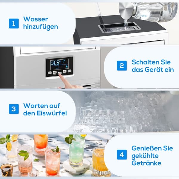Kommerciel ismaskine 30 kg/24H ismaskine med digital kontrol, isske, selvrensende ismaskine lavet af rustfrit stål til kontor, restaurant, bar, café |