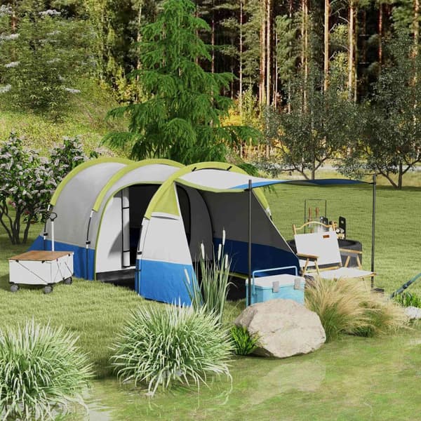 Campingtält, tunneltält för 3 personer, med lätta krokar, markis, 2 rum, vindtätt familjetält med bärväska, 2000 mm vattenavvisande pop up-tält för ca