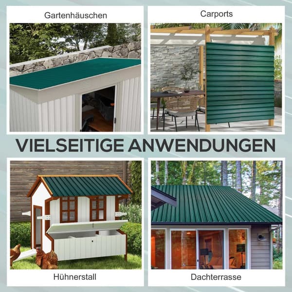 Pakke med 12 trapezplader 129 x 45 cm 7 m² galvaniseret tagplade 0,25 mm vejrbestandig profilplade galvaniseret stål tagplader tagplader stålplader bø