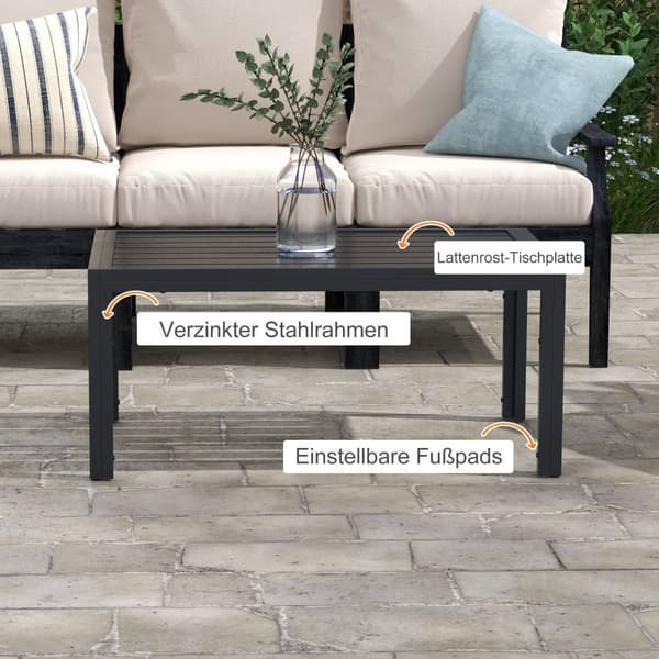 Sidebord Balkongbord laget av stål Rektangulært salongbord Værbestandig hagebord Lettstelt Sofabord Utebord til balkong Hage Terrasse Veranda Stue 101
