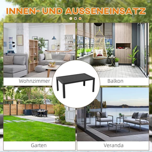 Sidebord Balkongbord laget av stål Rektangulært salongbord Værbestandig hagebord Lettstelt Sofabord Utebord til balkong Hage Terrasse Veranda Stue 101