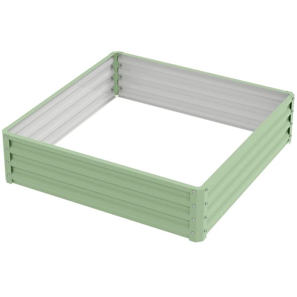 Høybed, blomsterkasse, grønnsaksbed, plantekasse, urtebed for hage, terrasse, balkong, stål, grønn, 120 x 120 x 30 cm |