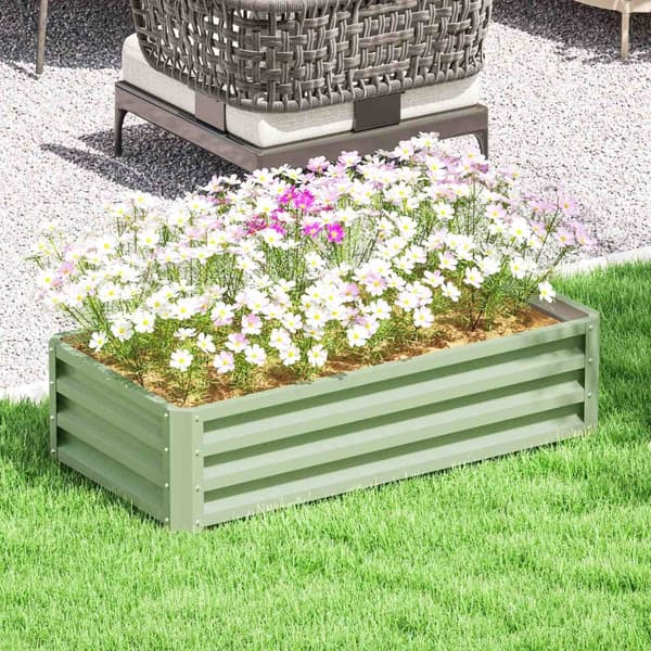 Høybed av stål, værbestandig plantebed, kald ramme, hagebed, blomsterkasse, rustsikker, plantekasse, plantepotte, 120 x 60 x 30,5 cm til hage, balkong