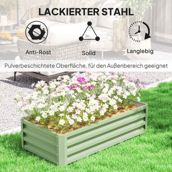 Høybed av stål, værbestandig plantebed, kald ramme, hagebed, blomsterkasse, rustsikker, plantekasse, plantepotte, 120 x 60 x 30,5 cm til hage, balkong