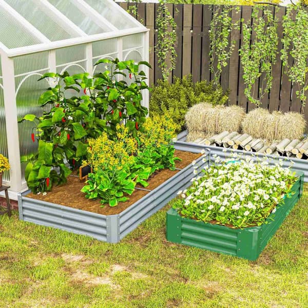 Høybed av stål, værbestandig plantebed med kuttkant, kaldramme, hagebed, rustsikker plantekasse, plantepotte, 240 x 120 x 30 cm til hage, balkong, grø