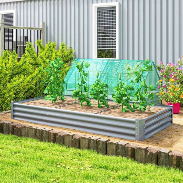 Høybed av stål, værbestandig plantebed med kuttkant, kaldramme, hagebed, rustsikker plantekasse, plantepotte, 240 x 120 x 30 cm til hage, balkong, grø