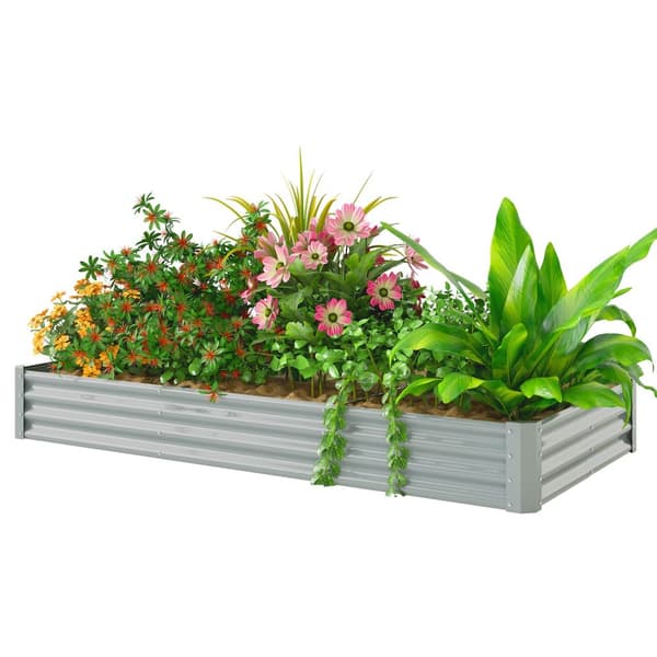 Høybed av stål, værbestandig plantebed med kuttkant, kaldramme, hagebed, rustsikker plantekasse, plantepotte, 240 x 120 x 30 cm til hage, balkong, grø