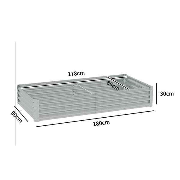 Høybed av stål, værbestandig plantebed med anti-skjærekant, kald ramme, hagebed, rustsikker plantekasse, plantepotte, 180 x 90 x 30 cm til hage, balko