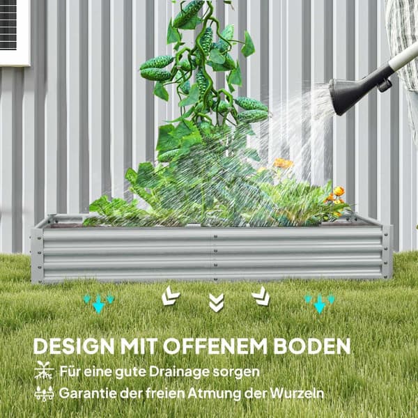 Høybed av stål, værbestandig plantebed med anti-skjærekant, kald ramme, hagebed, rustsikker plantekasse, plantepotte, 180 x 90 x 30 cm til hage, balko