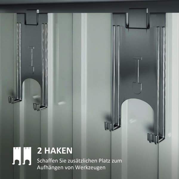 Verktøyskur i metall 1,9m² 195x122x182cm Verktøyskur med fundament Pent Takvindu Skyvedørskrok Hansker Værbestandig hageskur Utendørs hageskur for bak