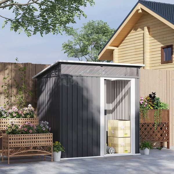 Verktøyskur i metall 1,9m² 195x122x182cm Verktøyskur med fundament Pent Takvindu Skyvedørskrok Hansker Værbestandig hageskur Utendørs hageskur for bak