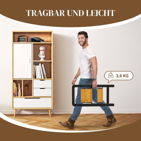 Trinnstige sammenleggbart trinn med 2-trinns trinnstige med håndtak, sklisikker plattform opp til 150 kg lastekapasitet aluminium svart 44,5 x 48 x 86