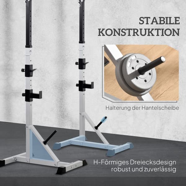 Sæt med 2 håndvægtsstativer, 3 niveauer, højdejusterbar, håndvægtstativ af stål, vægtstangsstativ, kan belastes op til 200 kg, squatstativ, vægtstativ