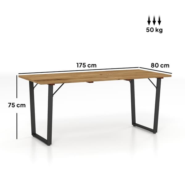 Puinen Puutarhapöytä 175x80 cm Säänkestävä Parvekepöytä Sateenvarjoreiällä Buffetpöytä Leirintäpöytä 6 hengelle Patiopöytä Ulkoruokailupöytä puutarhaa