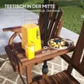 Miniatyrbillede 6 af 10: 2-personers træhavebænk, vejrbestandig bænk, havemøbler med paraplyhul, vognhjulsformede ben, bordparkbænk 120 kg bæreevne, balkonbænk, træbænk til al