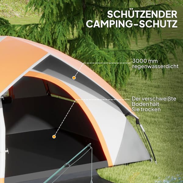 Kuppeltelt for 2 personer, lett, stabilt, vanntett familietelt med dør- og vindupakkepose, kroker, campingtelt med 3000 mm vannsøyeltelt for camping,