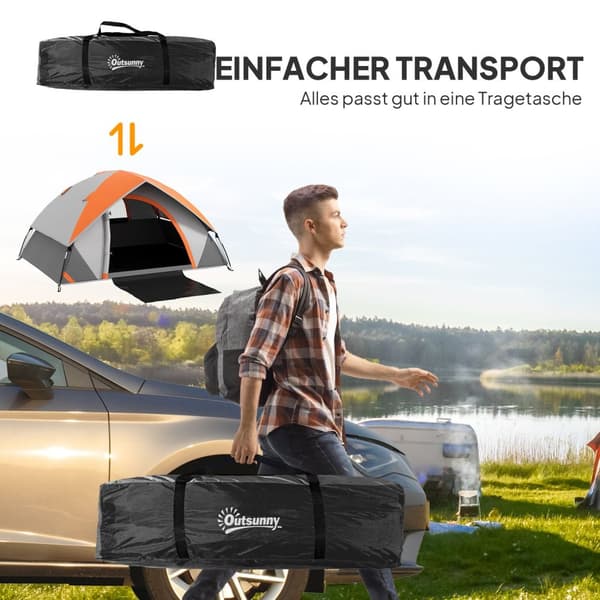Kuppeltelt for 2 personer, lett, stabilt, vanntett familietelt med dør- og vindupakkepose, kroker, campingtelt med 3000 mm vannsøyeltelt for camping,