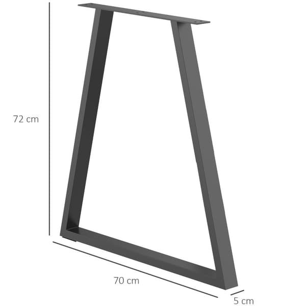 Pöytäjalat, 2 kpl pöytäjalkoja, kolmion muotoiset huonekalujalat terästä, 70 x 72 cm pöytärunko ruokapöydälle, teräs, musta |