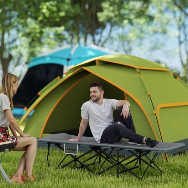 Feltseng sammenleggbar campingseng med madrasspute sidelomme 187 x 67 x 37 cm gjesteseng opptil 150 kg campingseng for voksne sammenleggbar seng for u