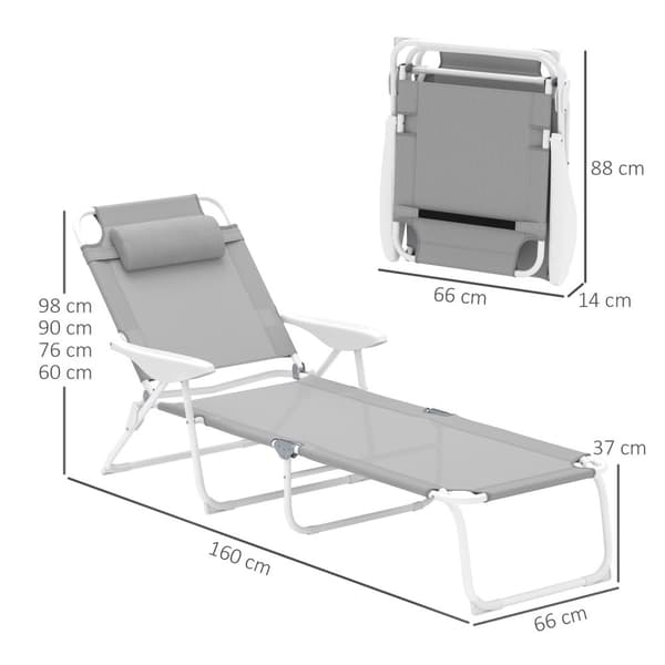 Solseng sammenleggbar hageseng med pute, fluktstol med 4-veis justerbar rygg, værbestandig campingseng, hagestol kan holde opptil 120 kg, for hage ute